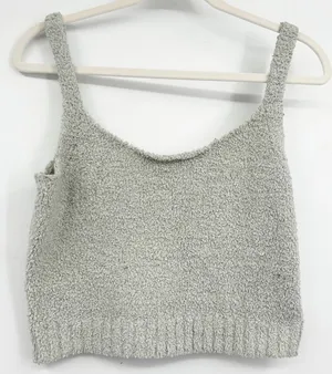 SKIMS Womens Sage Green Cozy Knit Boucle Lounge Scoop‎ Crop Tank Top Size L/XL thumbnail 1