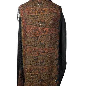 Lg Antique‎ Collectors Club RTM Beaded Shawl Cashmere Silk Blend Global Vintage thumbnail 3