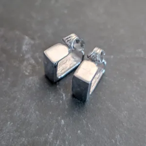 Vintage Kenneth Lane Clip On Earrings Retro 0.75" Silver Tone Square Hoops thumbnail 8