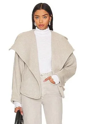 Free People Mina Coat Oatmeal Heather Oversized Shawl Collar Jacket Small thumbnail 1