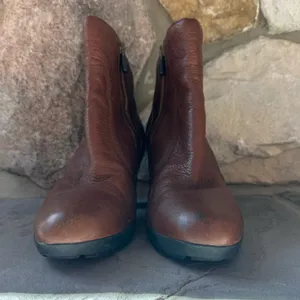 Timberland Womens Stratham Ankle Boots Block Heel Brown Leather Lug Sole thumbnail 4