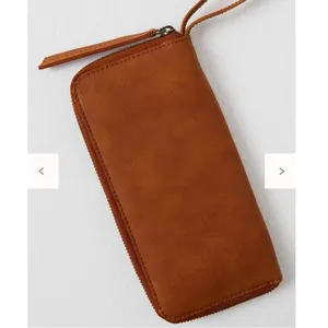 Free people NWOT vegan distressed studded brown zipper wristlet wallet thumbnail 7
