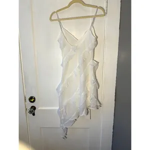 Abercrombie and Fitch White Ruffle Slip Asymmetrical Dress Size XS NWT thumbnail 7