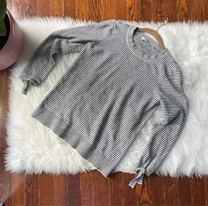 LOFT Black & White Stripe Sweater thumbnail 1