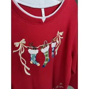 Vintage White Stag XL Sweatshirt Womens Christmas‎ Holiday Stockings Red Top thumbnail 8
