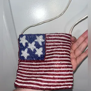 Vintage Unbranded Beaded American Flag All-American Core Chic Crossbody Bag thumbnail 3