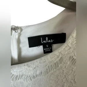 Lulus White Floral Lace Short Sleeve Mini Shift Dress‎ Size Small Bridal thumbnail 6