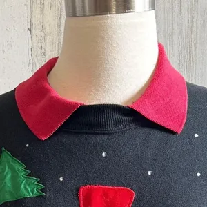 Vintage Snowman Sweatshirt‎ XL Double-Sided Appliqué Winter Christmas kitschy thumbnail 6