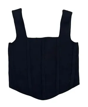 ZARA Knit Stretchy Cropped Cami Tank Top Black Bustier SZ S #1137 thumbnail 1