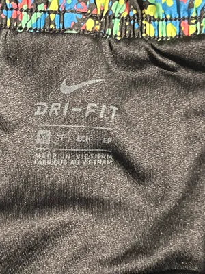 Womens XS Nike Dri Fit athletic casual shorts w/liner 3"-black/neon speckled thumbnail 7