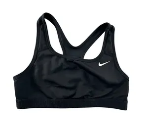 Nike Black Racerback Sports Bra with White Swoosh thumbnail 1