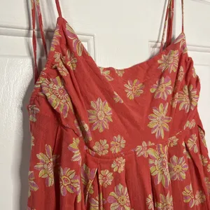Free People Indigo Molly Floral Pink Printed Sleeveless Tunic Babydoll Top Sz M thumbnail 4