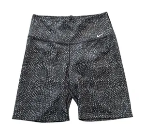 Nike DriFit Women’s Patterned Athletic Shorts Black Gray White L thumbnail 1