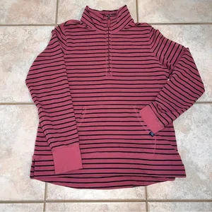 LL Bean Pink Striped 1/4 Zip Pullover Sz S Regular thumbnail 1