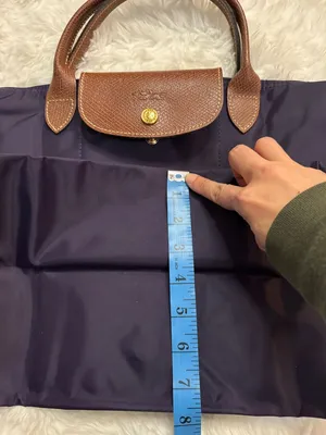 Longchamp Purple Le Pliage Tote with Brown Leather Trim thumbnail 13