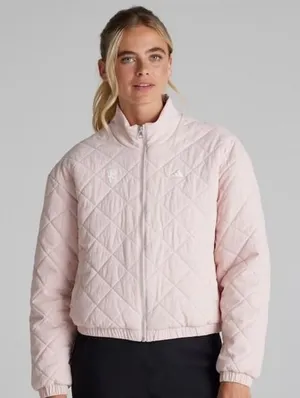 Adidas Womens Quilted Bomber Jacket Pink Full Zip Diamond Quilt IM5566‎ Size M thumbnail 1