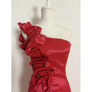 Arden B Dress One Shoulder Womens XS Extra Small Red Orange Rosette Stretch thumbnail 3