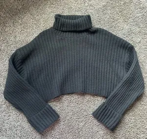 Adika Black Ribbed Cropped Turtleneck Sweater thumbnail 1