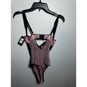 NWT Frederick's Of Hollywood Ilana Satin And Lace Pink Teddy Size Small S thumbnail 11