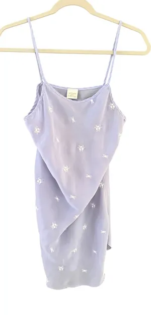 Gilligan & O'Malley Vintage Lavender Sheer Floral Embroidered Chemise Nightgown‎ thumbnail 1