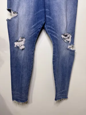 American Eagle Curvy Super Hi Rise Jeggings Skinny Jeans Ripped Frayed Size 18 thumbnail 5