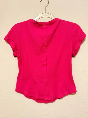 Pilcro baby polo Tee, short sleeve, ribbed, fuchsia pink, sz XS thumbnail 4