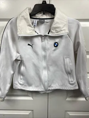 PUMA Jacket Womens BMW Motorsport Full Zip Pockets Racing Crop XS White Extra S thumbnail 8