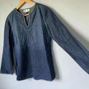 Old Navy Maternity Vintage Denim Blouse Top 100% Cotton Cottagecore Size XS thumbnail 5