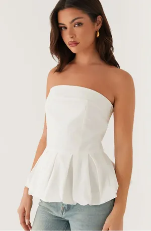 Peppermayo Ellen Bubble Hem Top in Ivory Size US 10 thumbnail 1