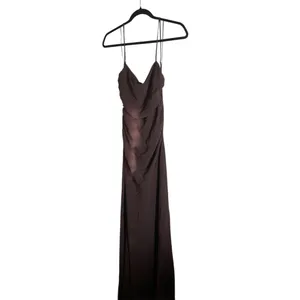 NWT Zara brown open-back maxi dress with back ruching size large thumbnail 4