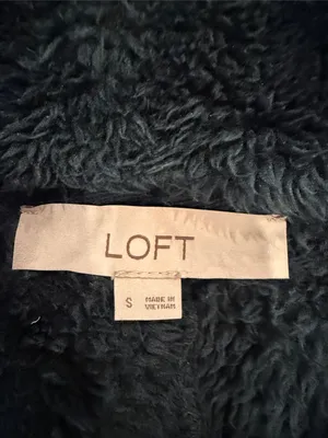 Loft Faux Sherpa Shawl Collar Women's Fleece Jacket Small Teal - C54-116 thumbnail 3