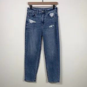 American Eagle Mom Straight Leg Jeans Stretch Women’s Size 2 Blue Denim thumbnail 2