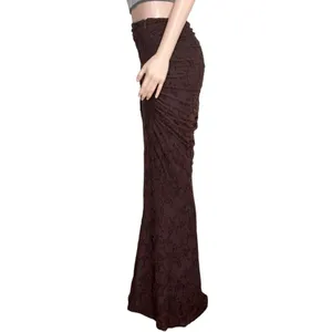 HOUSE OF CB Adrielle Jersey Burnout Maxi Skirt, Cocoa, L+ thumbnail 6