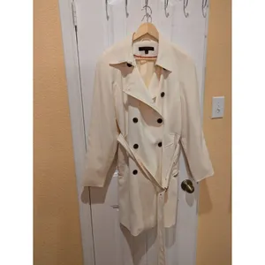 Ann Klein Belted Trench Coat Ivory- Women’s M thumbnail 6
