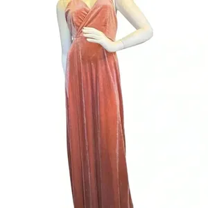 Lulus whimsical romance pink velvet faux-wrap maxi dress slits size medium.I#67 thumbnail 2