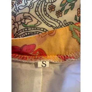 Floral Paisley Patchwork Ruffle Mini Dress Orange Sm boho‎ whimsi dainty cottage thumbnail 5