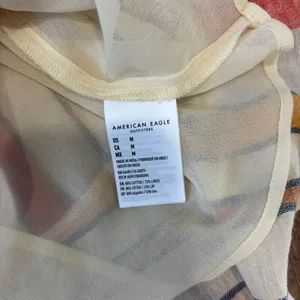 American Eagle Linen Blend Cream Pink Wrap Mini Ruffle Dress Women’s Size M NWT thumbnail 4