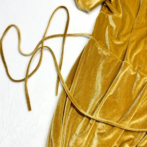 Baltic Born Velvet Wrap Maxi Dress Women Sz L Gold Flutter Sleeve Wedding Formal thumbnail 5