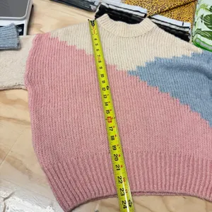 Mango MNG Colorblock Chunky Knit Sweater Large Pink Blue Crew Neck‎ Pullover thumbnail 10
