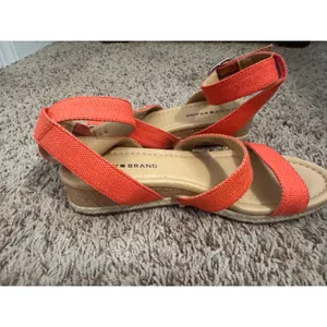 Lucky Brand Wensde Espadrille Wedge Sandals Coral Orange Ankle Strap Women's 7.5 thumbnail 2