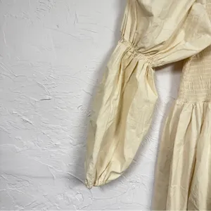 Monbebe Mom Daisy Beige Cotton Midi Dress Womens XS Cottage Core Prairie Minimal thumbnail 4