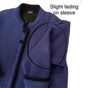 Icelandic Design Coat L Blue Boiled Wool Zip Button Trim Pocket Nordic Winter thumbnail 8