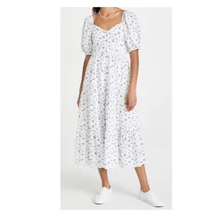 Rahi Anthropologie Ditzy Floral White Blue Cotton Midi Dress Size S‎ thumbnail 5