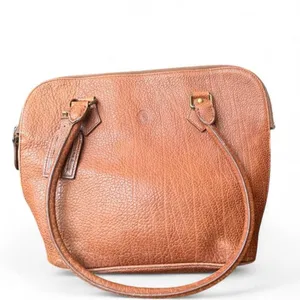 Vintage Polo Ralph Lauren Shoulder Bag Brown Pebbled Leather Triple Compartment thumbnail 8