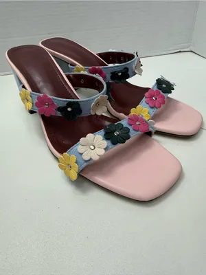 Womens Blue Floral Block Heel Sandals size 40- Unbranded thumbnail 5
