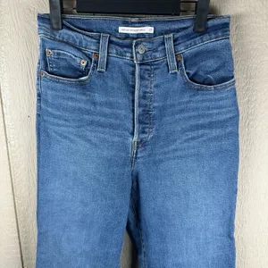 Levi's Ribcage Straight Ankle Jeans Womens Sz 27 Button Fly Medium Wash Stretch thumbnail 2