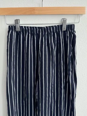 Brandy Melville Frankie navy blue white high waisted striped ankle pants thumbnail 3