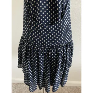 Prose & Poetry Navy Polka Dot Halter Dress Open Back Ruffle XS thumbnail 7