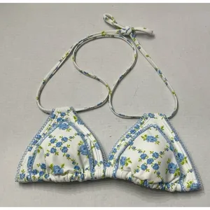 Wild Fable Picot Trim Double Strap Triangle Bikini Top Size Small XXS (00) New thumbnail 1