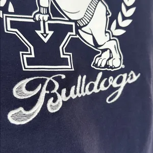 Yale University Navy Blue T-Shirt Handsome Dan Bulldogs Embroidered Crop College thumbnail 3